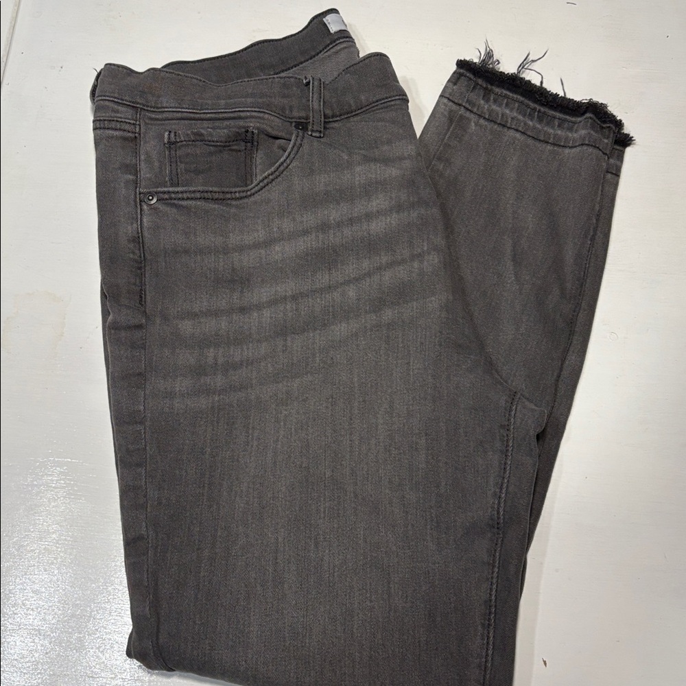 LOFT Gray Denim with Frayed Hem